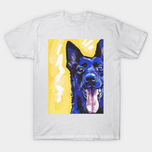 black German Shepherd Dog Bright colorful pop dog art T-Shirt by bentnotbroken11